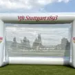 Aufblasbares Fußballtor ohne eingehängte Torwand mit Vereinsbranding des VfB Stuttgart und freier Toröffnung